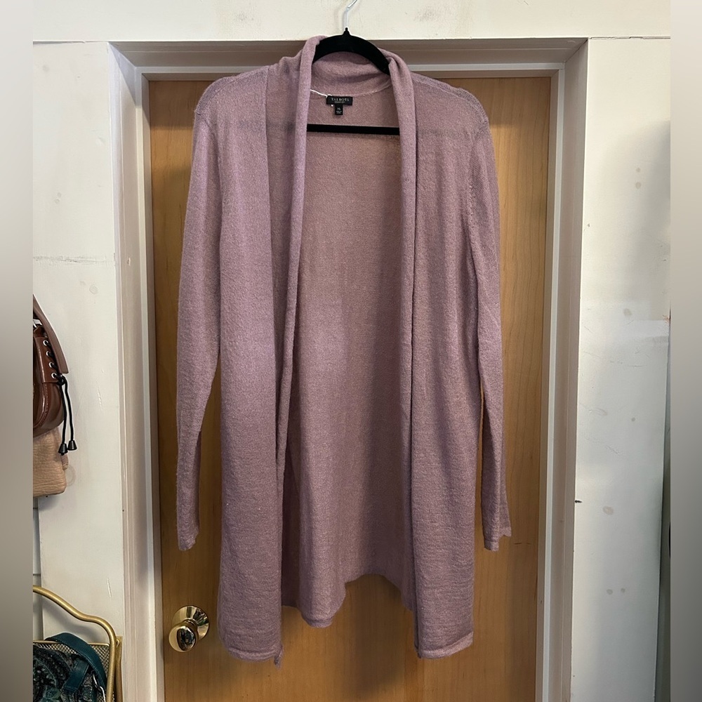 Talbots Lavender Purple Open Long Wool Blend Cardigan - size XL